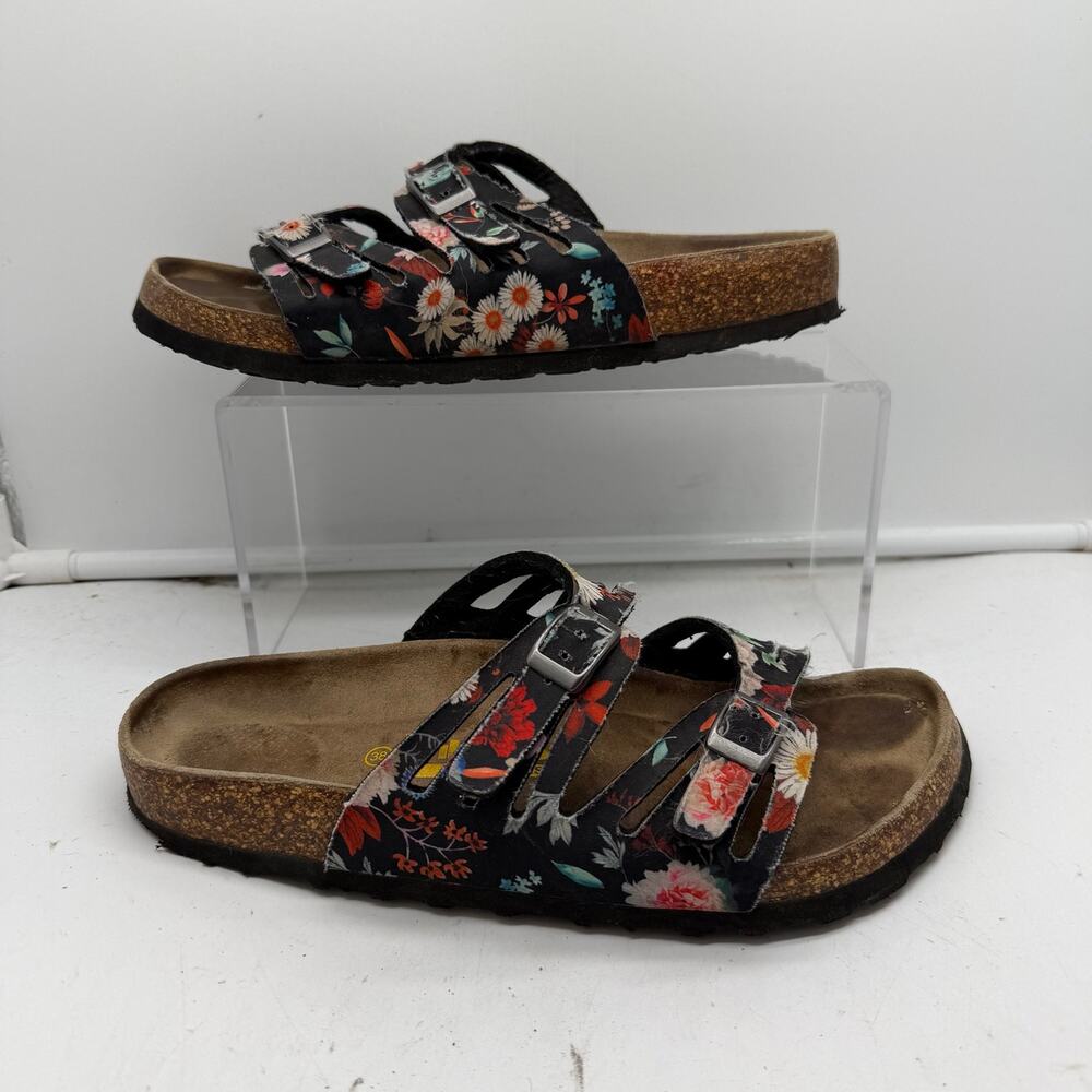 Viking Sandals Womens 38 Comfort Revolution Slip On Flip Flops Black Leather